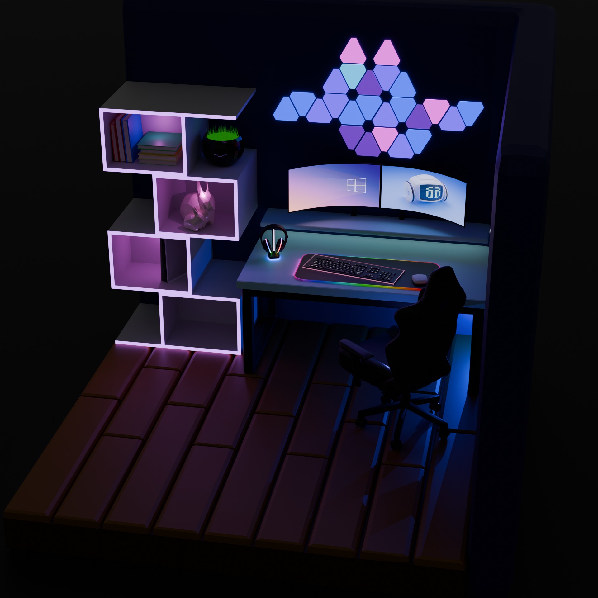 Gaming Room Low-poly 3D model_1