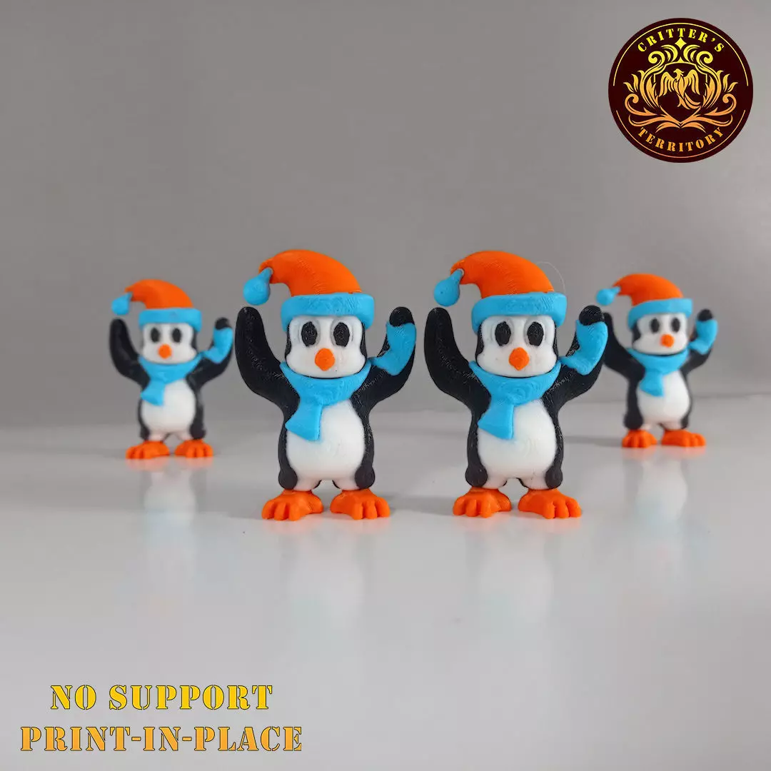 Flexi Mini Penguin Christmas Special No support Print in Place 3D print model_0