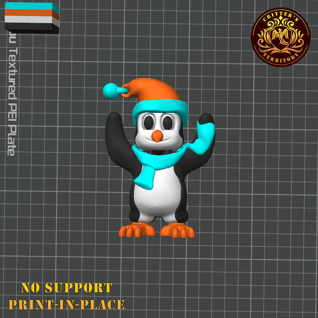 Flexi Mini Penguin Christmas Special No support Print in Place 3D print model_13