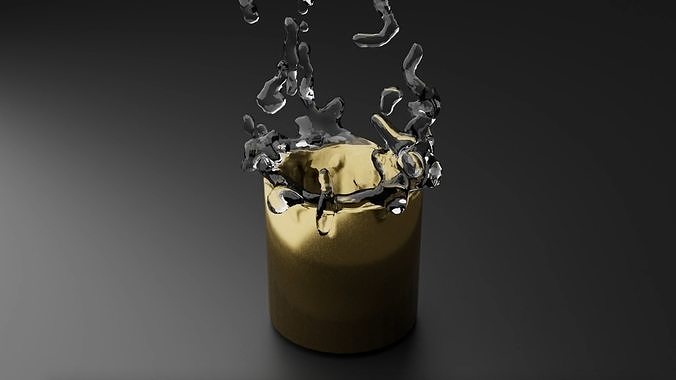 Golden Cup And Water 3D model 5