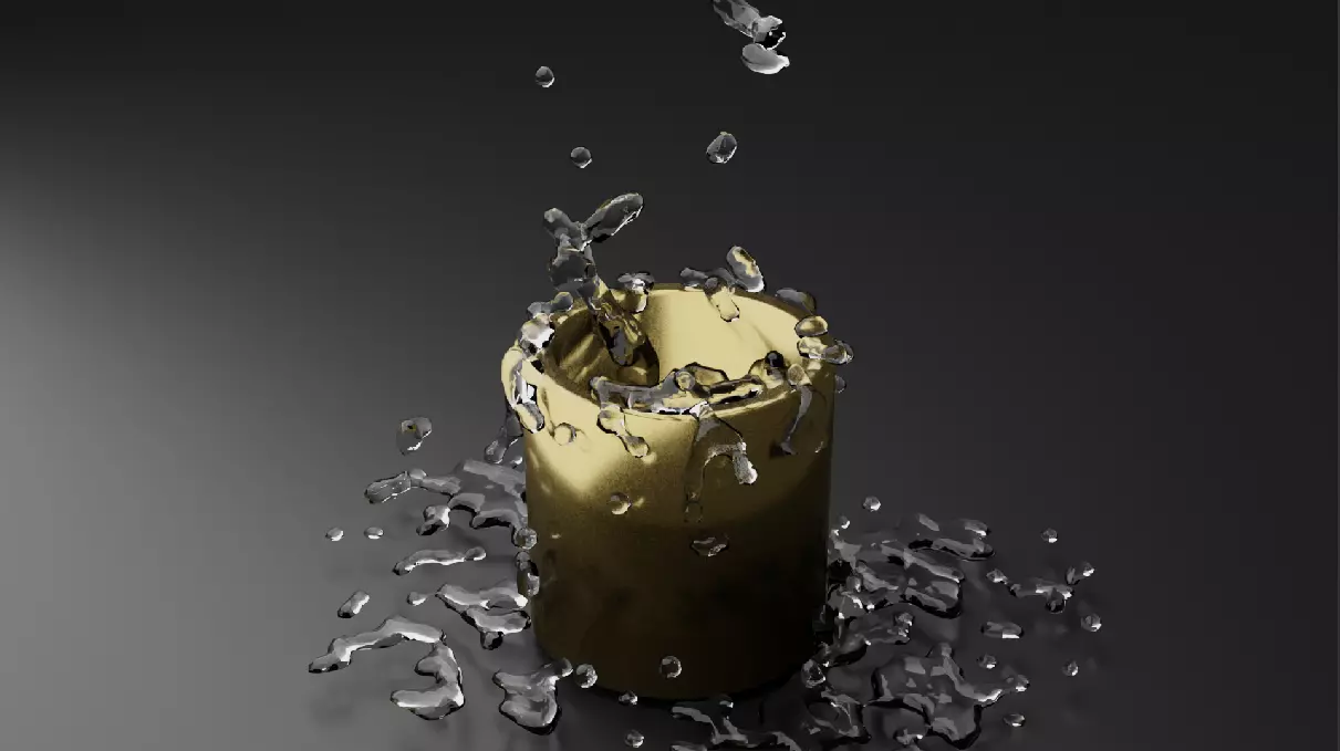 Golden Cup And Water 3D model