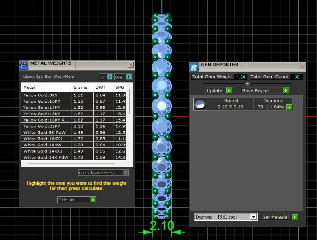 U Shaped Eternity Ring 2 point 1 mm stone size swiss 16 and EU56 3D print model_3