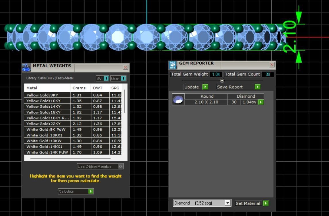 U Shaped Eternity Ring 2 point 1 mm stone size swiss 16 and EU56 3D print model_2