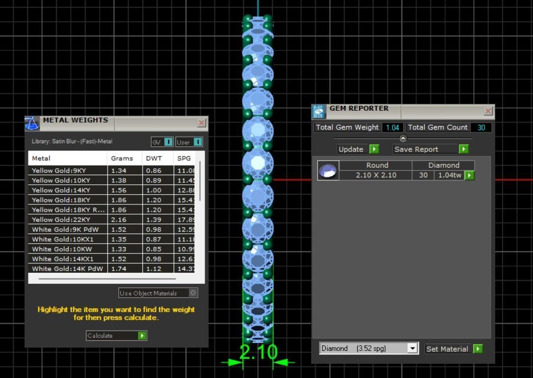 U Shaped Eternity Ring 2 point 1 mm stone size swiss 17 and EU57 3D print model_4
