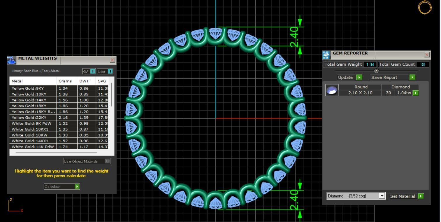 U Shaped Eternity Ring 2 point 1 mm stone size swiss 17 and EU57 3D print model_5