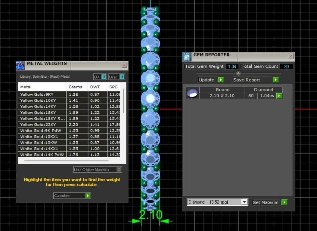 U Shaped Eternity Ring 2 point 1 mm stone size swiss 18 and EU58 3D print model_3