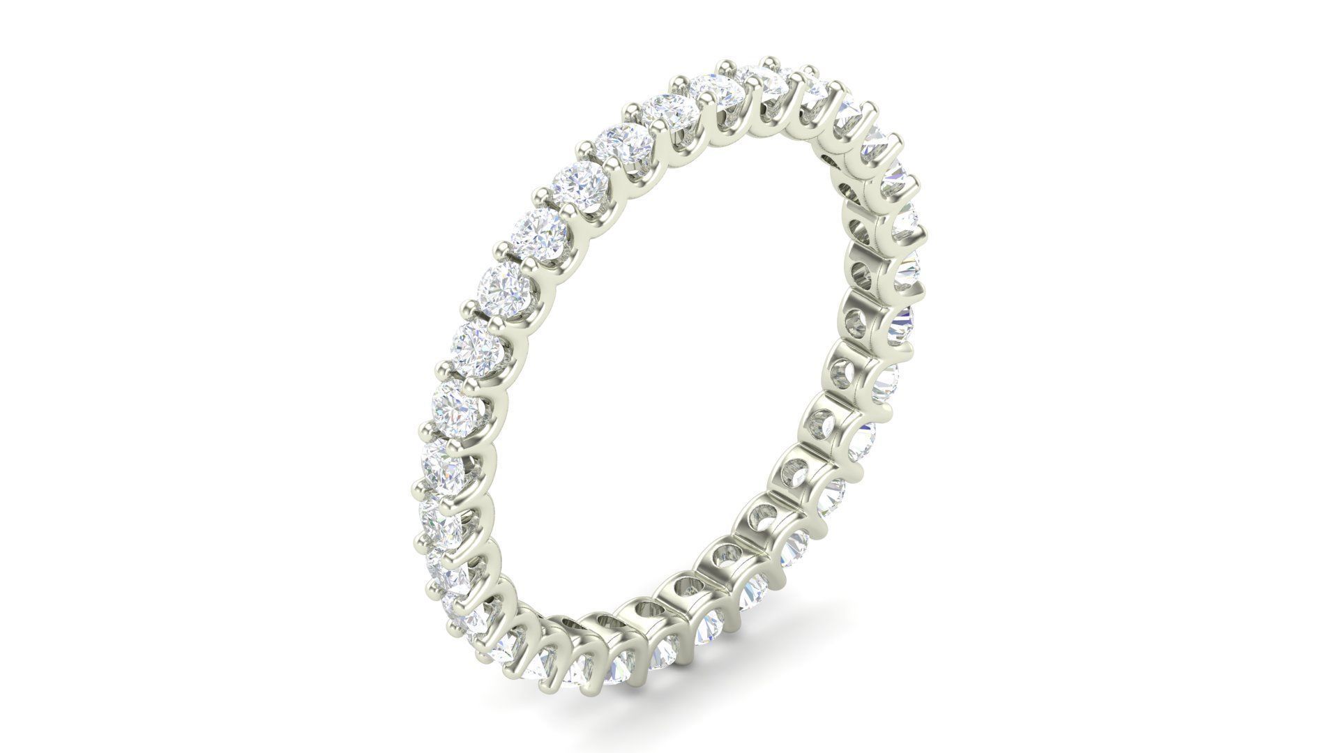 U Shaped Eternity Ring 2 point 1 mm stone size swiss 19 and EU59 3D print model_1