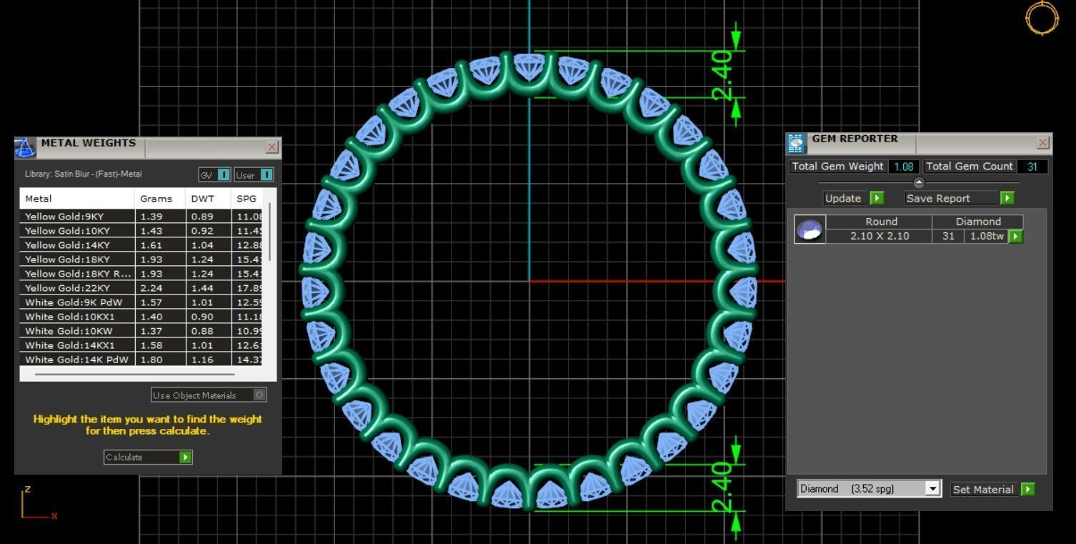 U Shaped Eternity Ring 2 point 1 mm stone size swiss 19 and EU59 3D print model_5