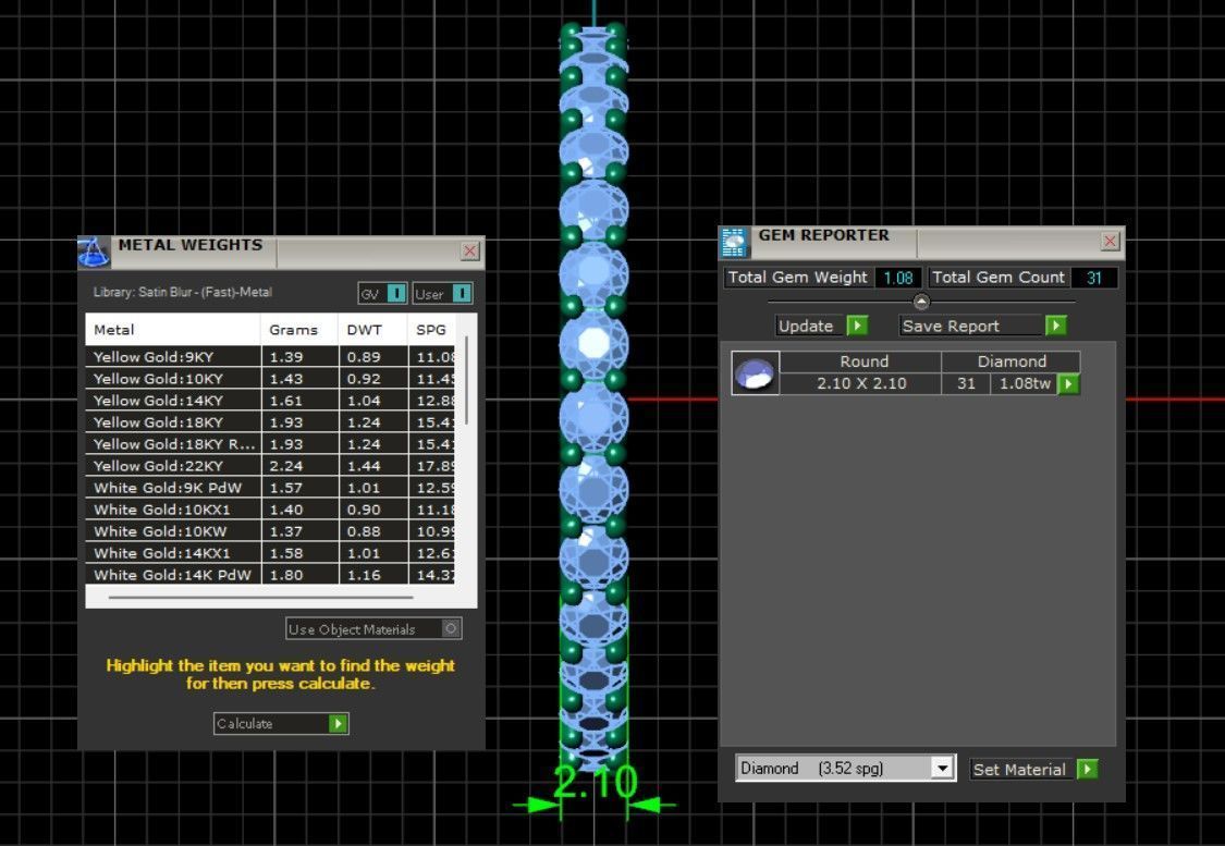 U Shaped Eternity Ring 2 point 1 mm stone size swiss 19 and EU59 3D print model_4