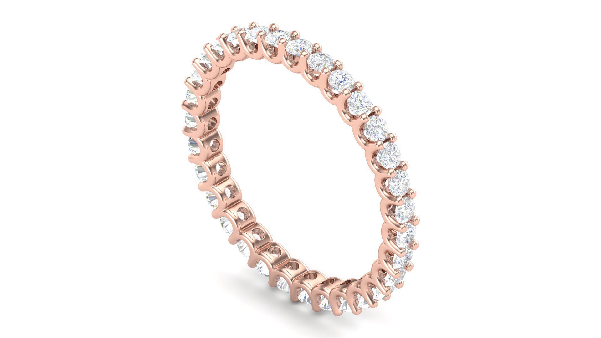 U Shaped Eternity Ring 2 point 1 mm stone size swiss 19 and EU59 3D print model_9