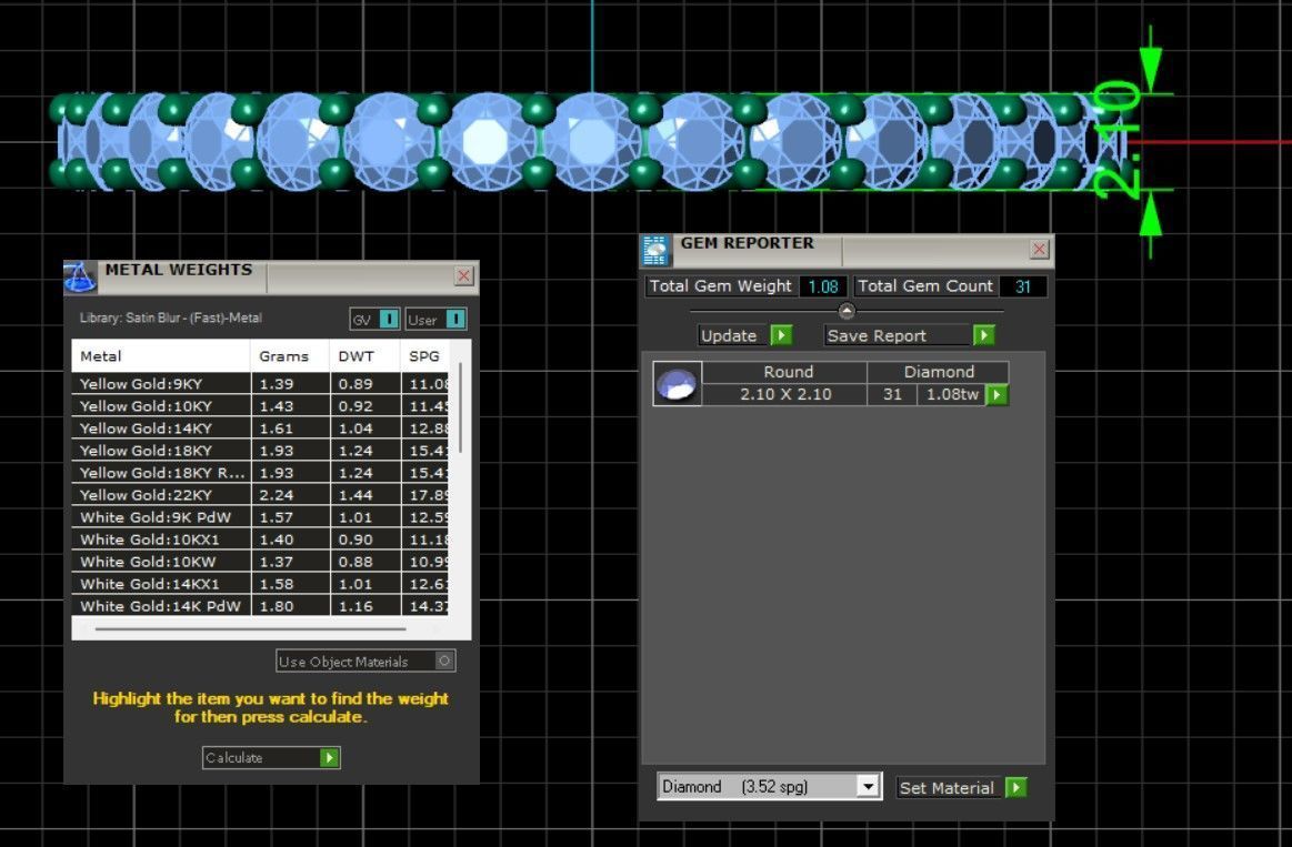 U Shaped Eternity Ring 2 point 1 mm stone size swiss 19 and EU59 3D print model_3