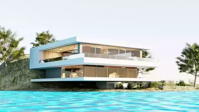 Game-Ready Modern Island Retreat 3d model Low-poly 3D model