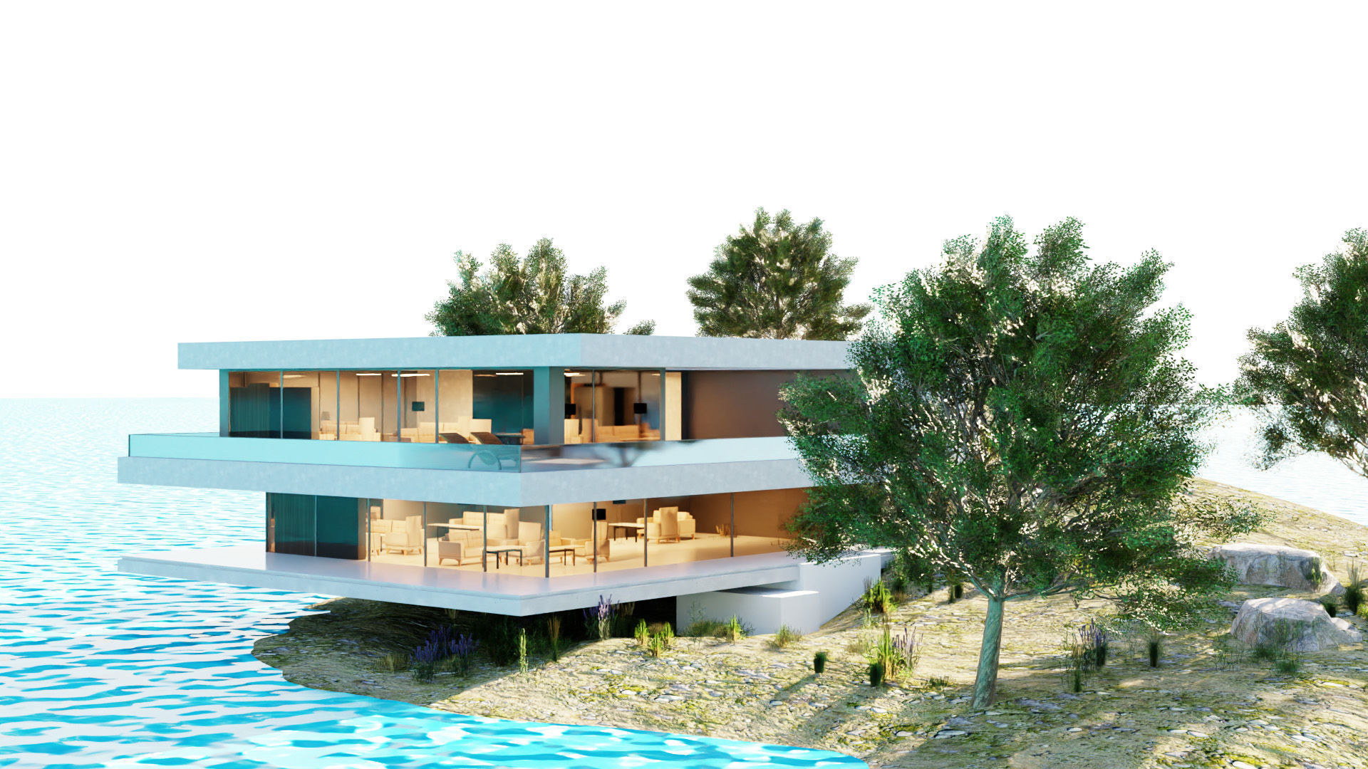 Game-Ready Modern Island Retreat 3d model Low-poly 3D model_1