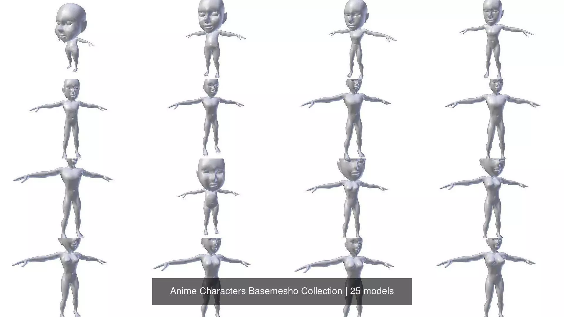Anime Characters Basemeshes  3D Model Collection_0