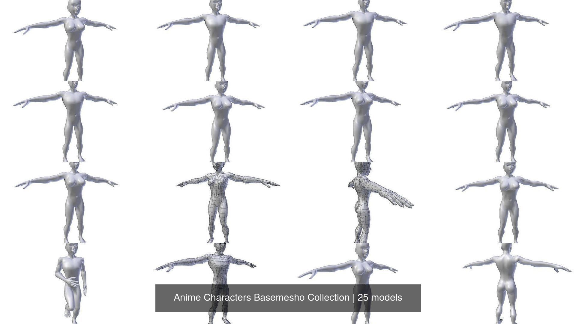 Anime Characters Basemeshes  3D Model Collection_2