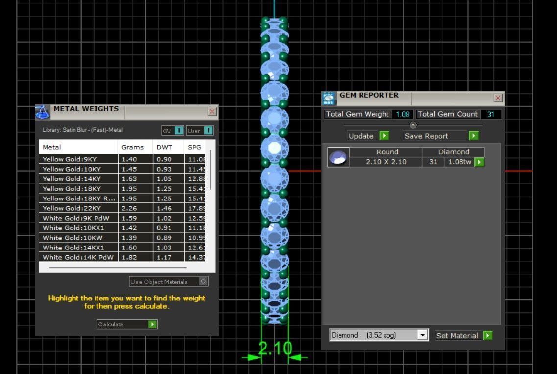 U Shaped Eternity Ring 2 point 1 mm stone size swiss 20 and EU60 3D print model_3