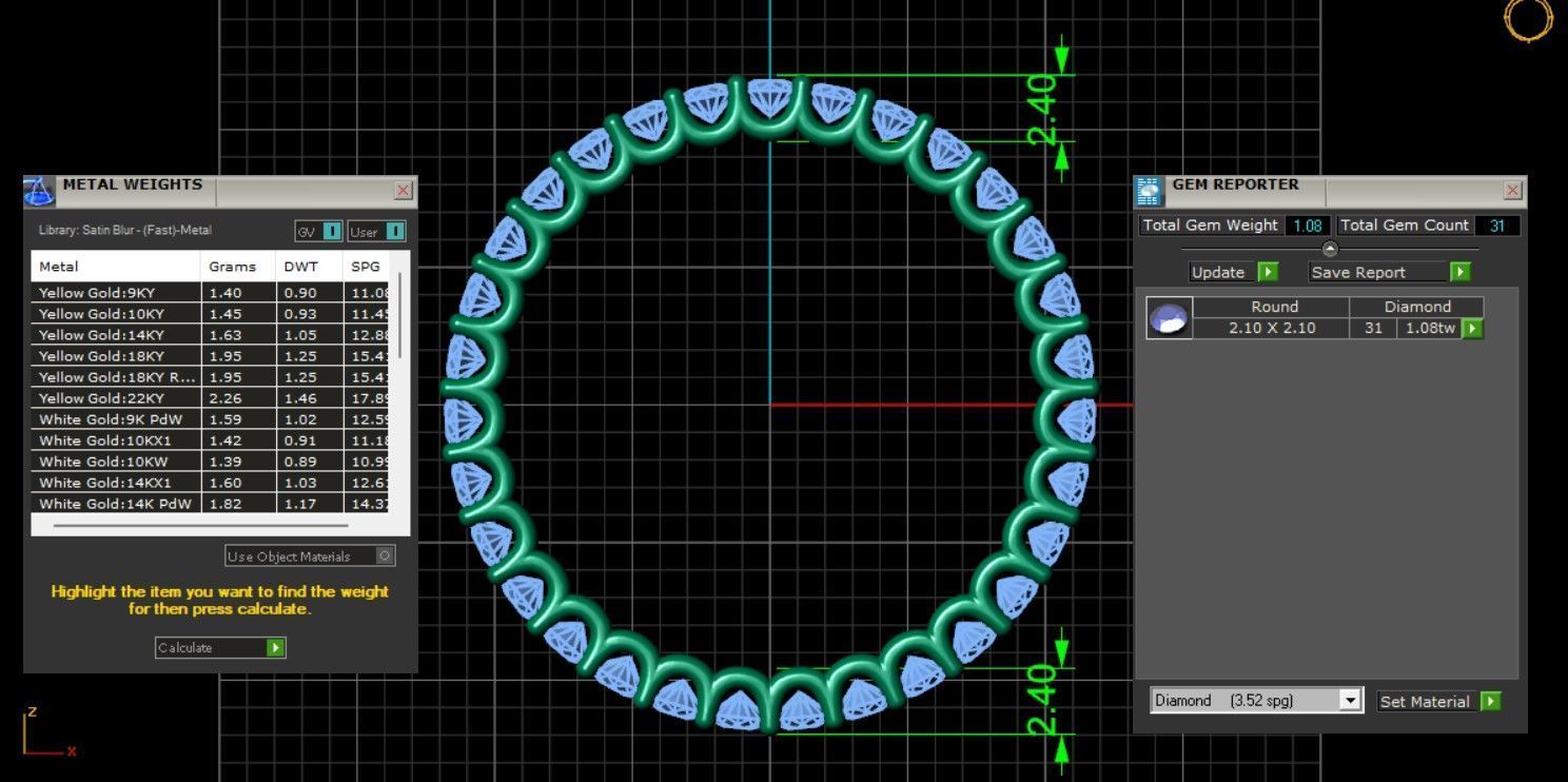 U Shaped Eternity Ring 2 point 1 mm stone size swiss 20 and EU60 3D print model_4
