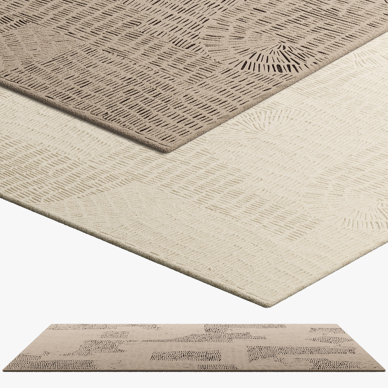 Poliform Trace Rectangular Rug 2 colors 3D model_1