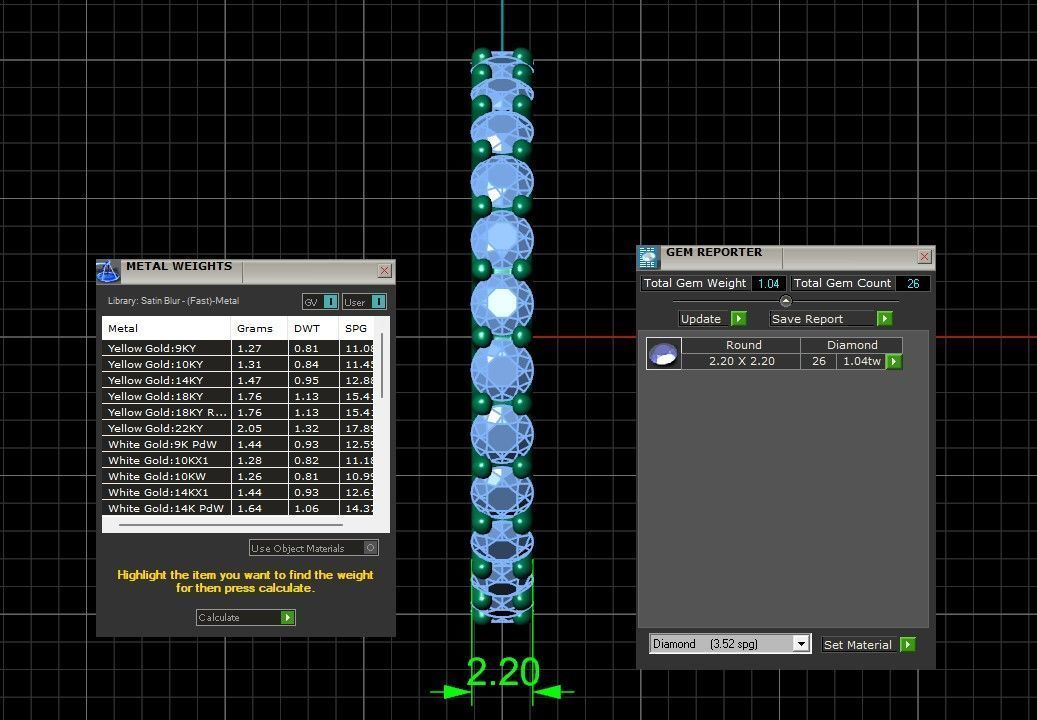 U Shaped Eternity Ring 2 point 2 mm stone size swiss 10 and EU50 3D print model_4