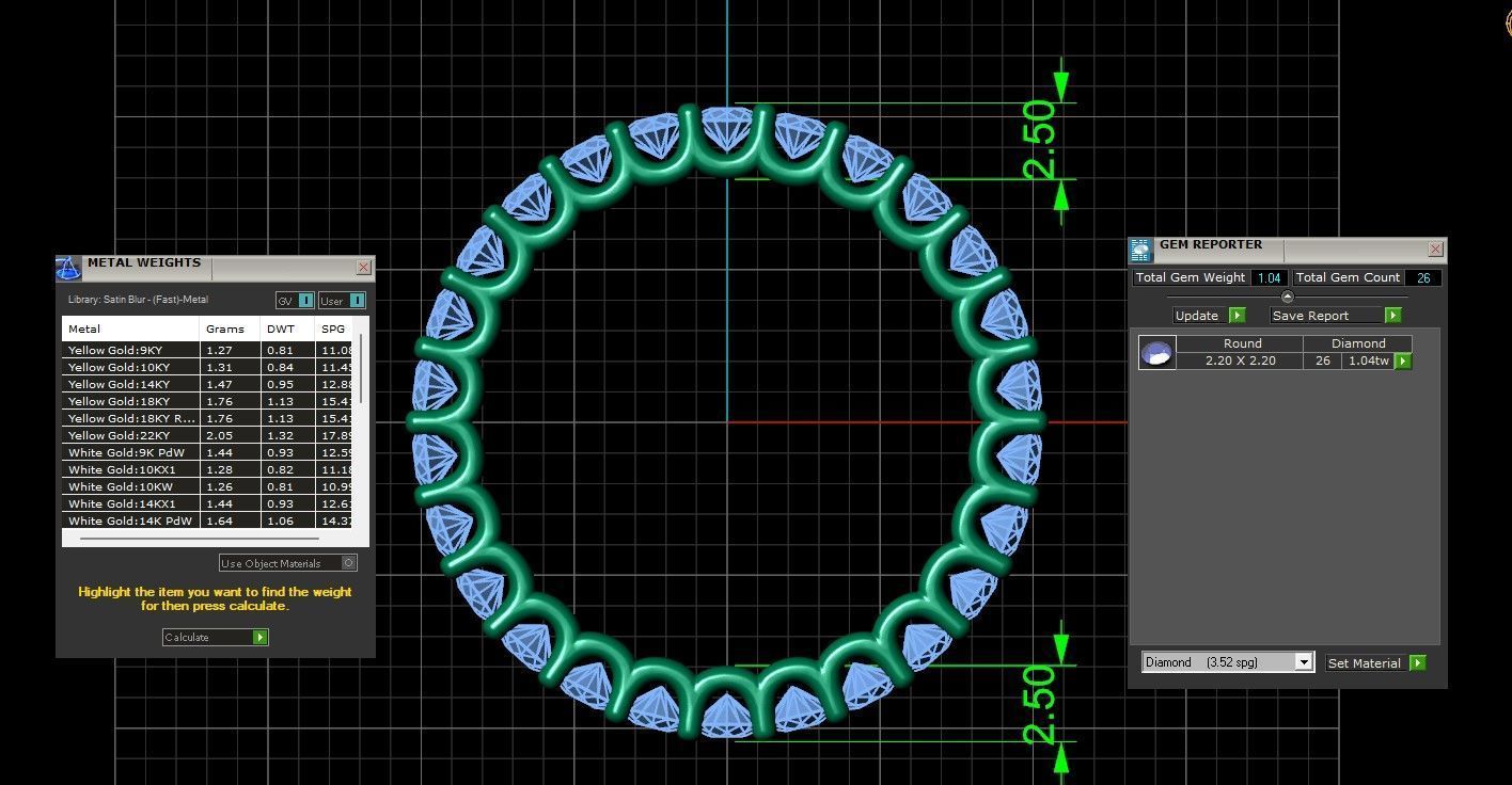 U Shaped Eternity Ring 2 point 2 mm stone size swiss 10 and EU50 3D print model_5