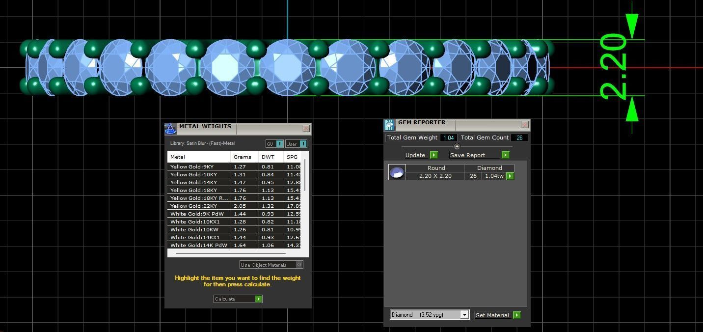 U Shaped Eternity Ring 2 point 2 mm stone size swiss 10 and EU50 3D print model_3