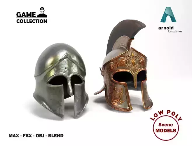 Greek helmets Low-poly 3D model