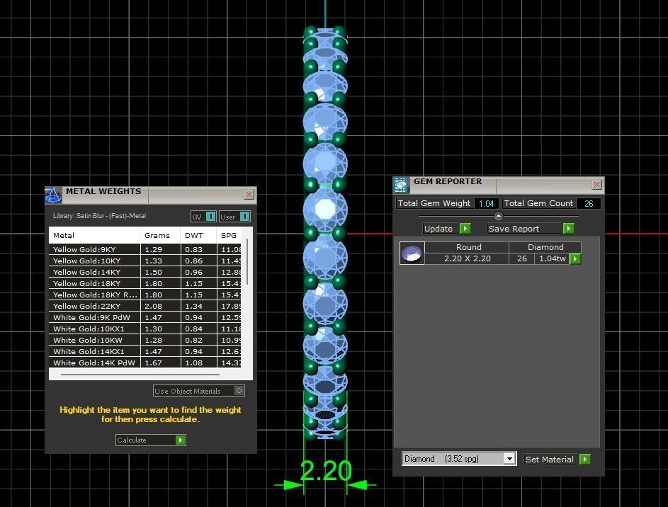 U Shaped Eternity Ring 2 point 2 mm stone size swiss 11 and EU51 3D print model_4