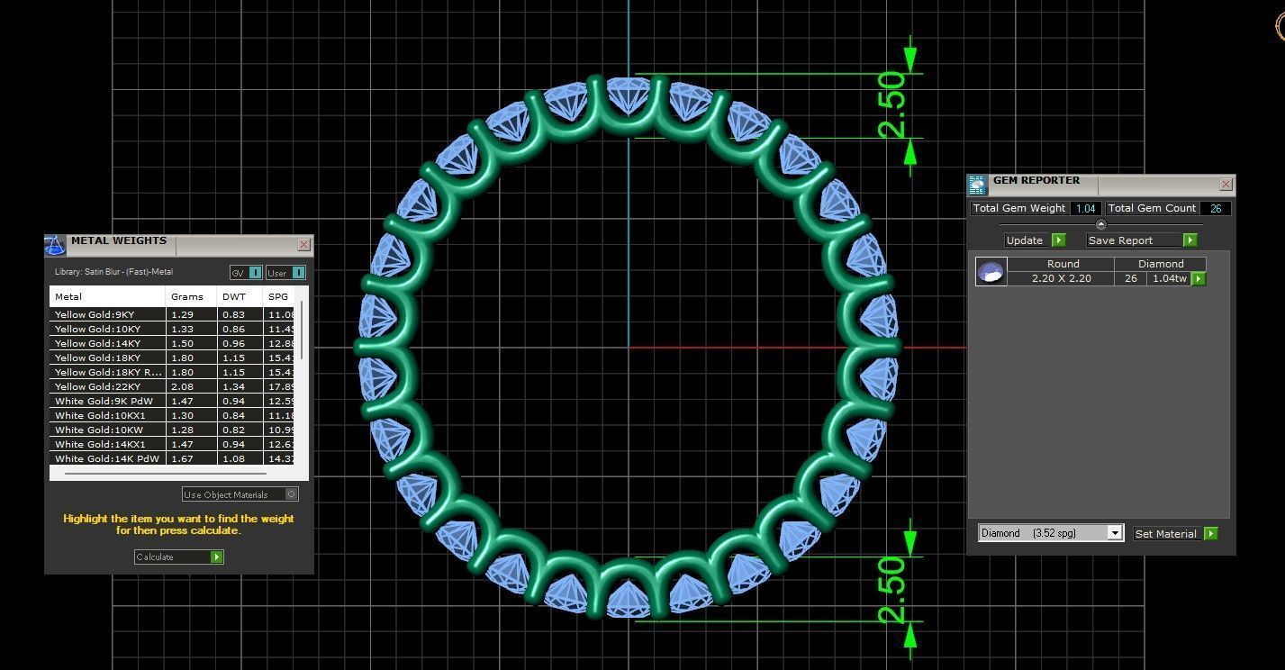 U Shaped Eternity Ring 2 point 2 mm stone size swiss 11 and EU51 3D print model_5