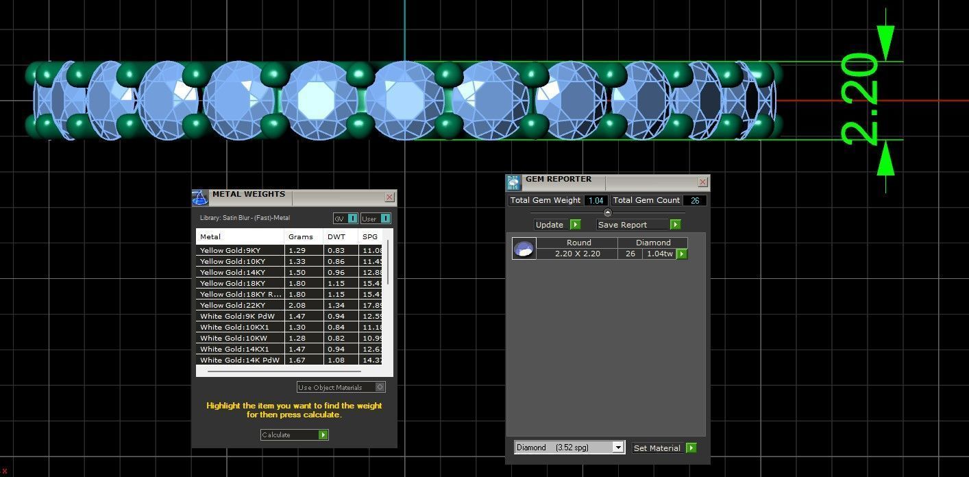 U Shaped Eternity Ring 2 point 2 mm stone size swiss 11 and EU51 3D print model_3