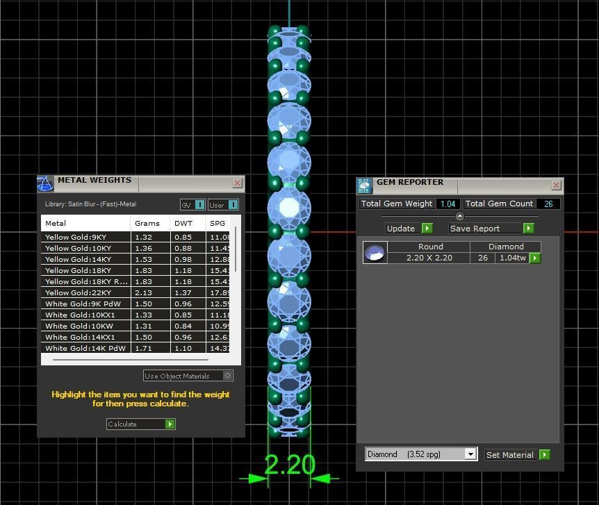 U Shaped Eternity Ring 2 point 2 mm stone size swiss 12 and EU52 3D print model_4