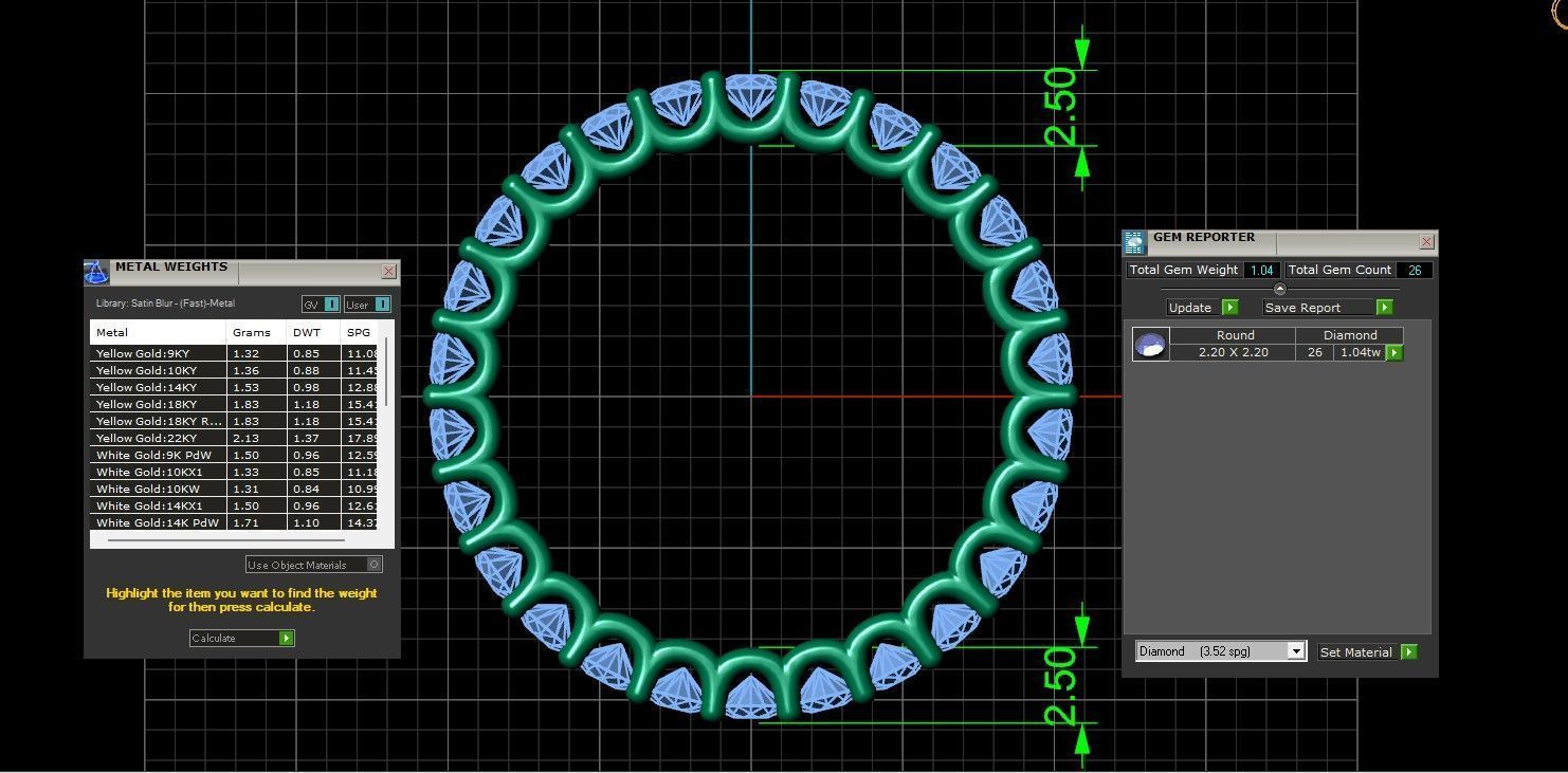 U Shaped Eternity Ring 2 point 2 mm stone size swiss 12 and EU52 3D print model_5