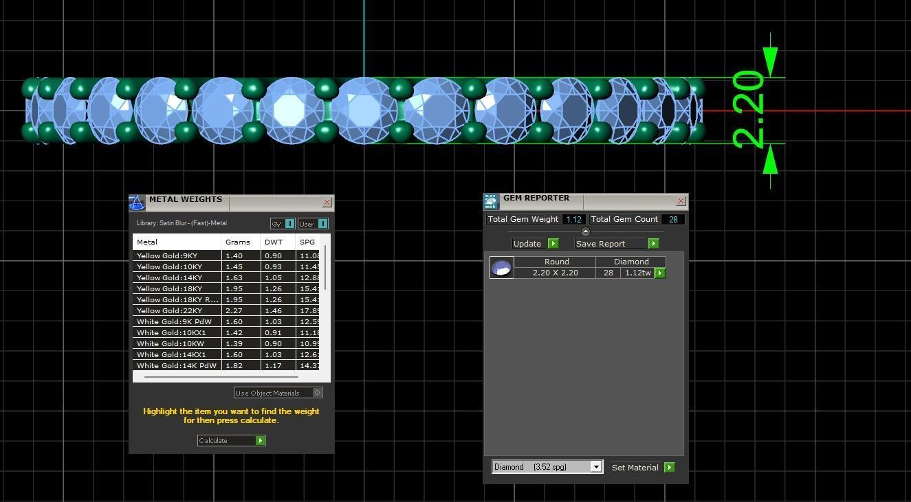 U Shaped Eternity Ring 2 point 2 mm stone size swiss 16 and EU56 3D print model_3