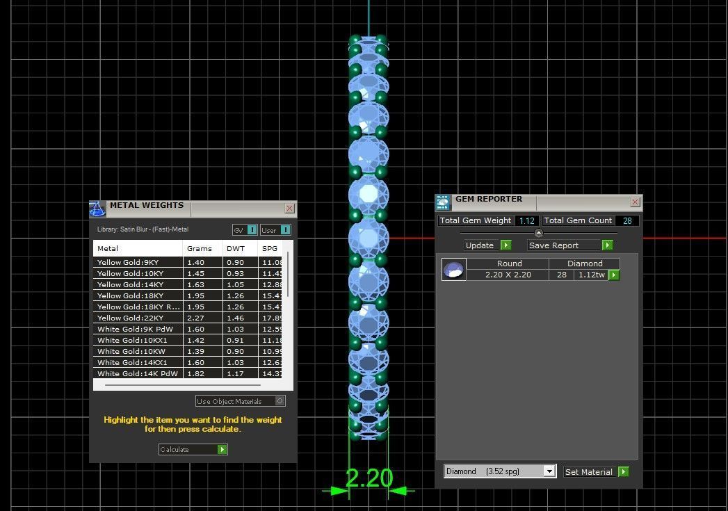 U Shaped Eternity Ring 2 point 2 mm stone size swiss 16 and EU56 3D print model_5