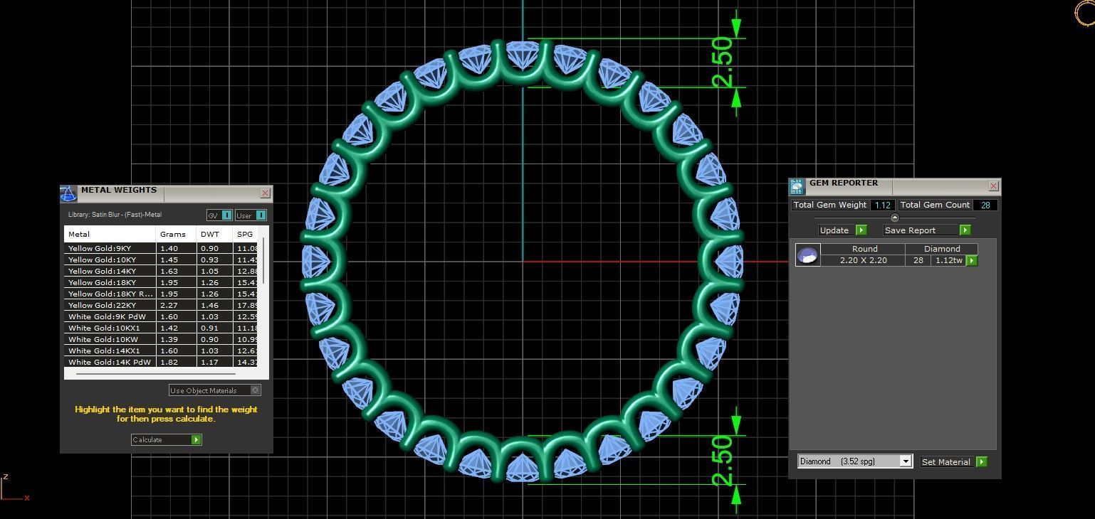 U Shaped Eternity Ring 2 point 2 mm stone size swiss 16 and EU56 3D print model_6
