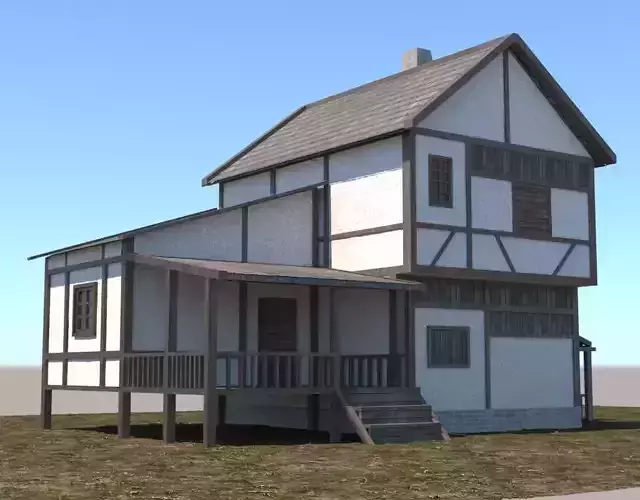 Low polygon medieval house for games and virtual reality