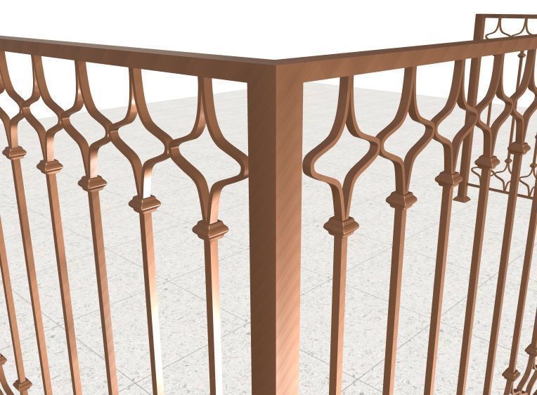 Iron balcony railing 3D model_2
