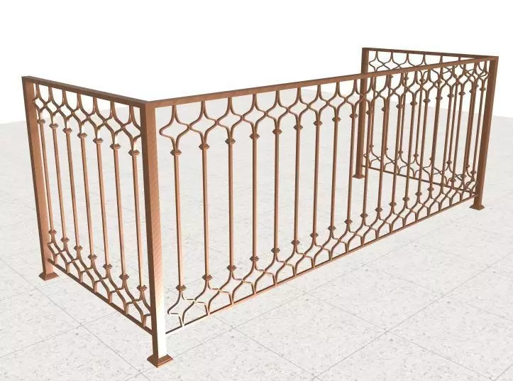 Iron balcony railing 3D model_0