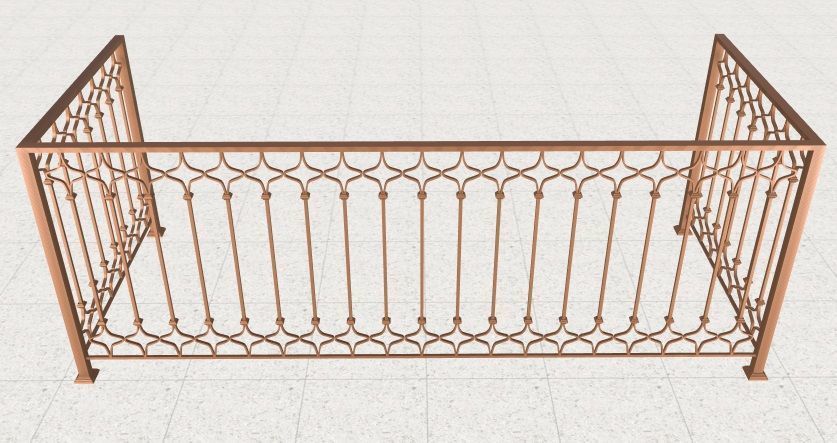 Iron balcony railing 3D model_1