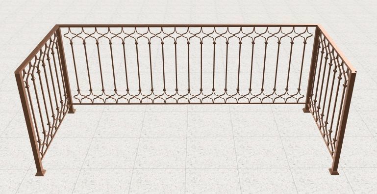 Iron balcony railing 3D model_3