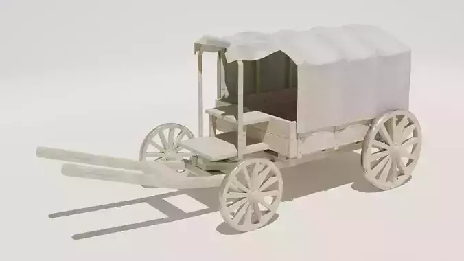 Covered Wooden Wagon - High-Quality 3D Model