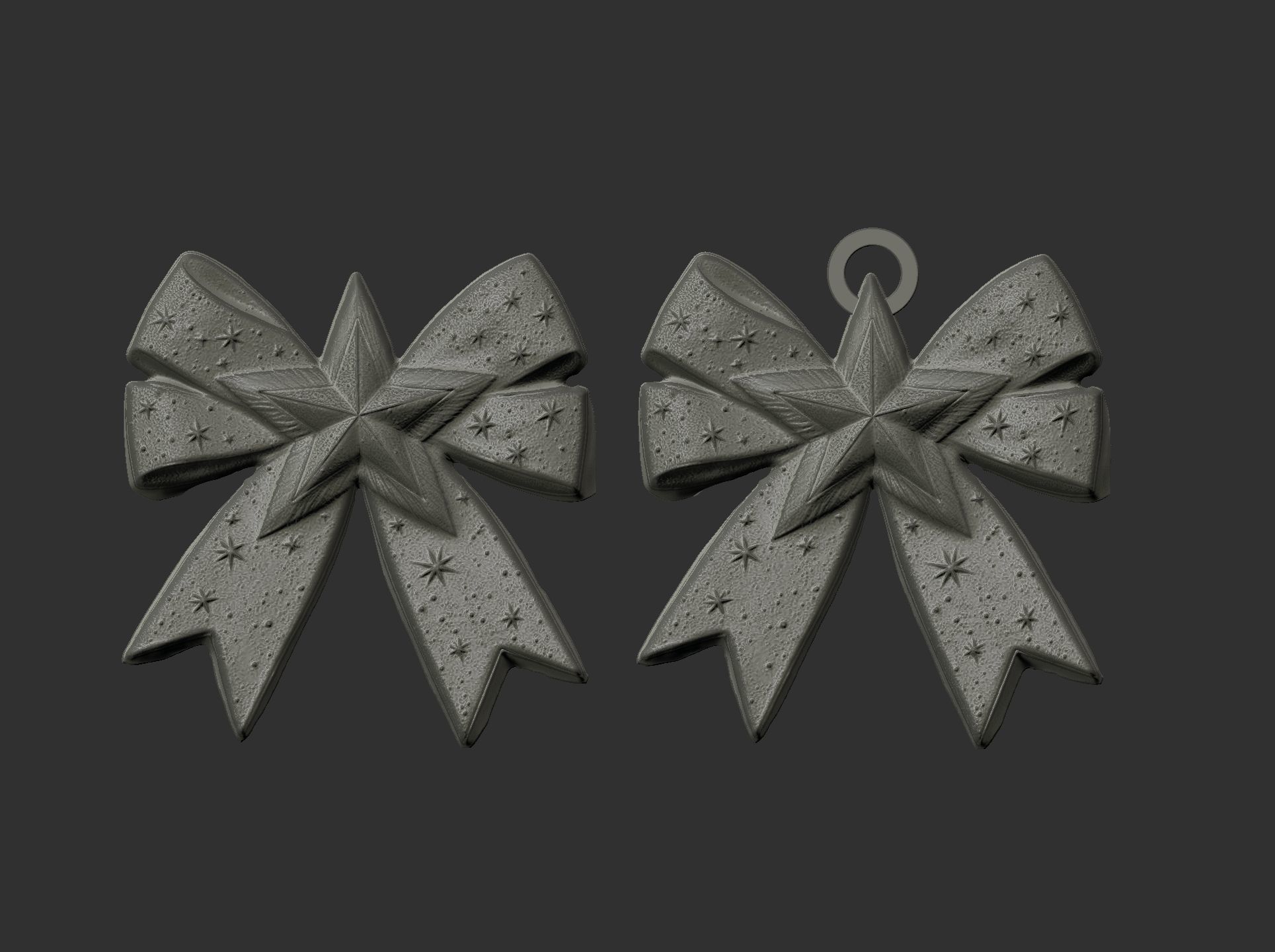 christmas star ribbon bow decor  3D print model_6
