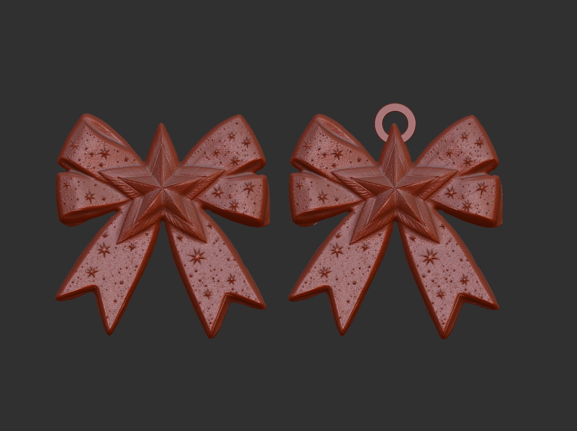 christmas star ribbon bow decor  3D print model_5