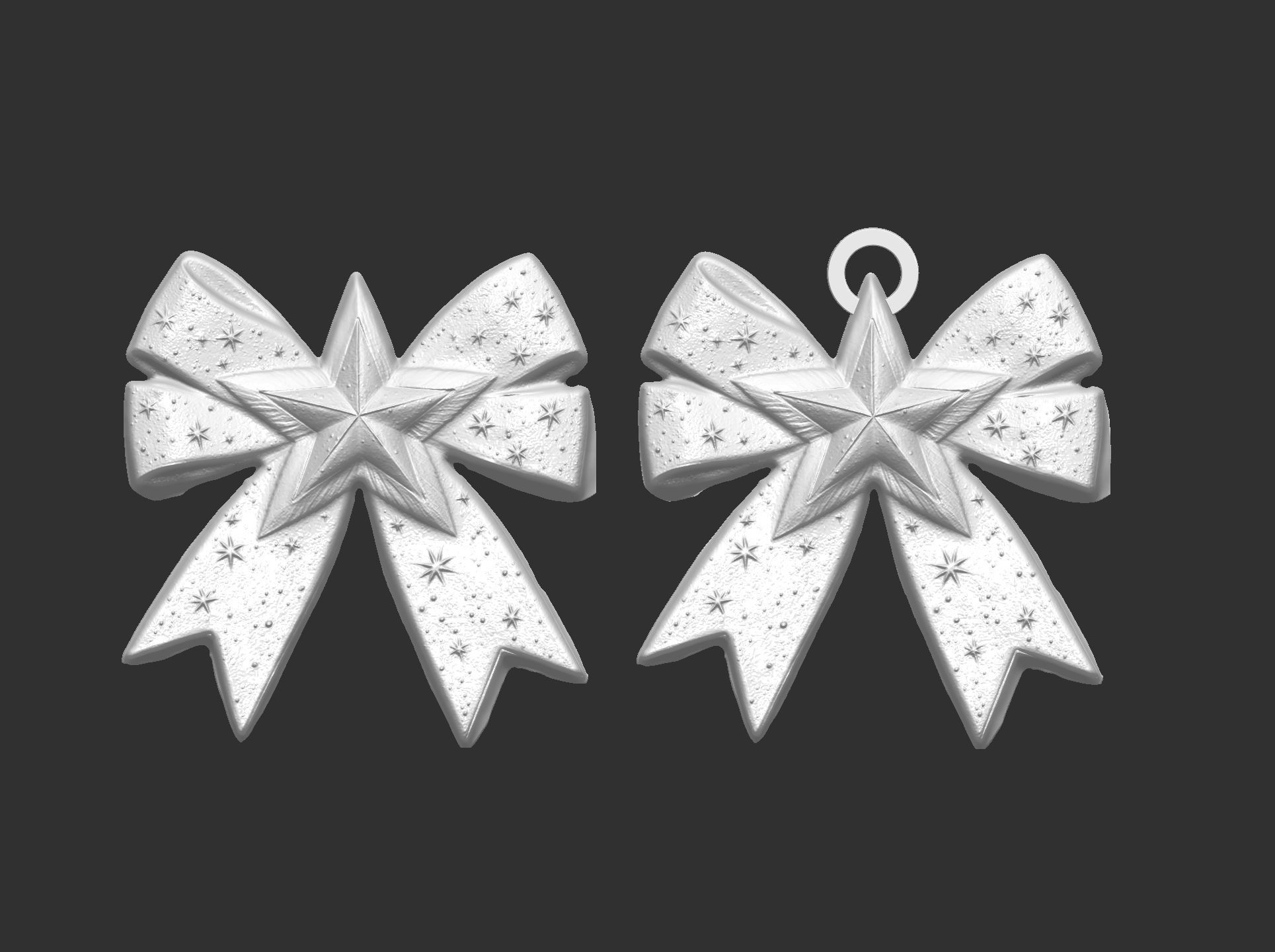christmas star ribbon bow decor  3D print model_8