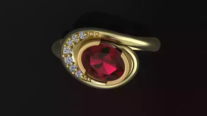 Ring with Oval gem for cnc or 