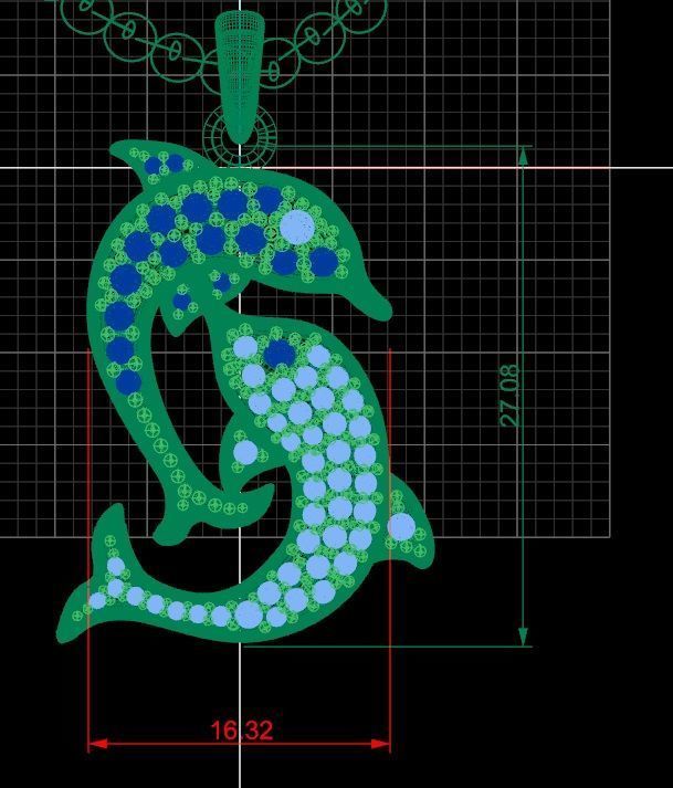 Dolphin pendant in gold silver 3D print model_4