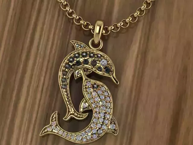 Dolphin pendant in gold silver