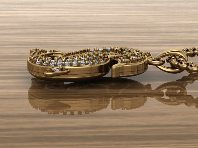 Dolphin pendant in gold silver 3D print model_1