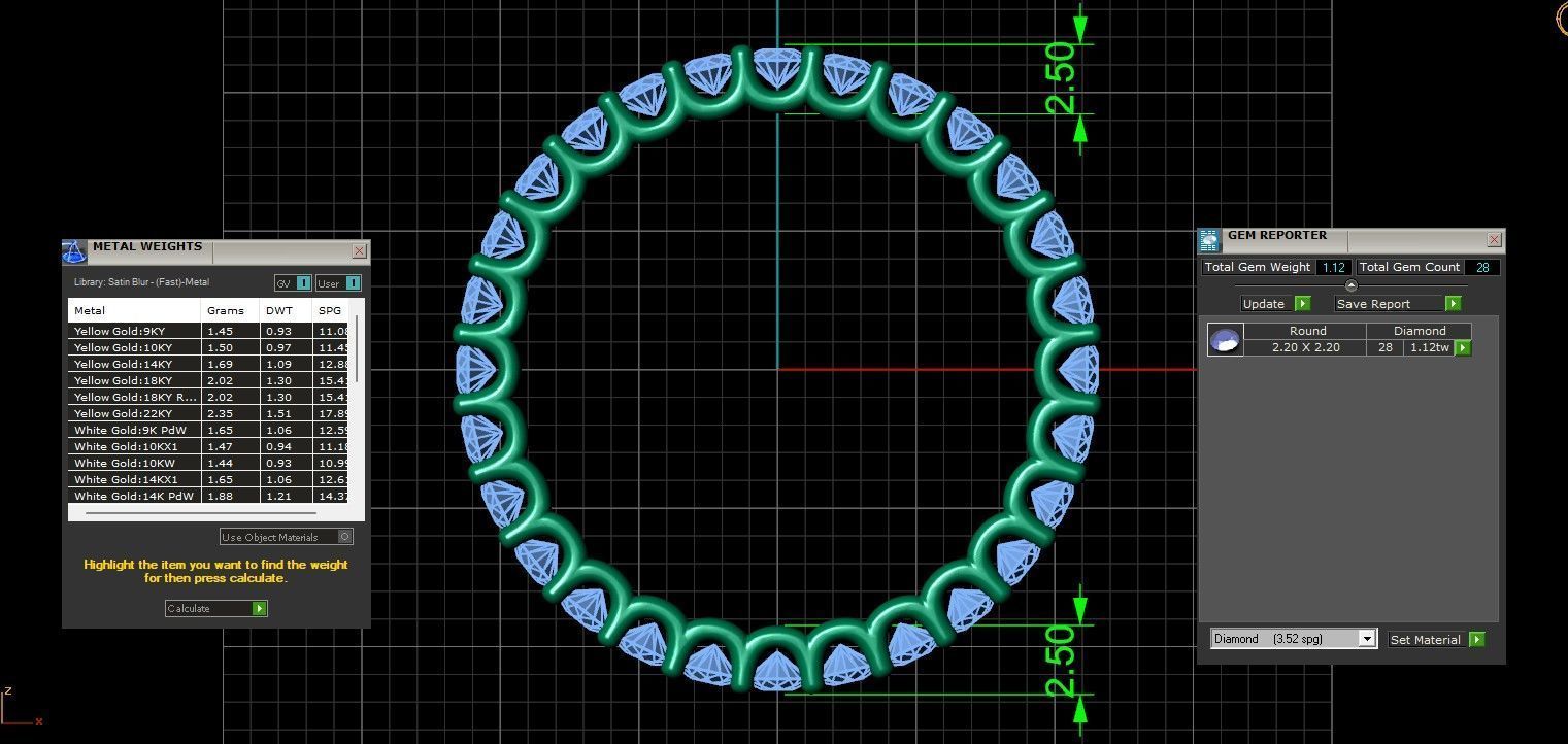 U Shaped Eternity Ring 2 point 2 mm stone size swiss 18 and EU58 3D print model_5