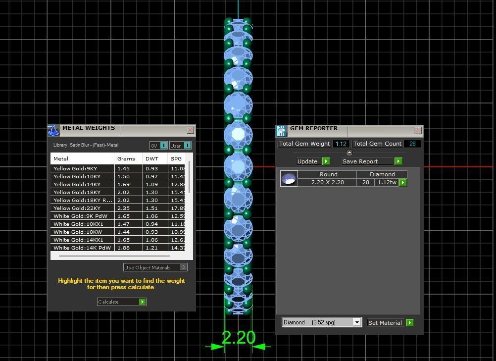 U Shaped Eternity Ring 2 point 2 mm stone size swiss 18 and EU58 3D print model_4