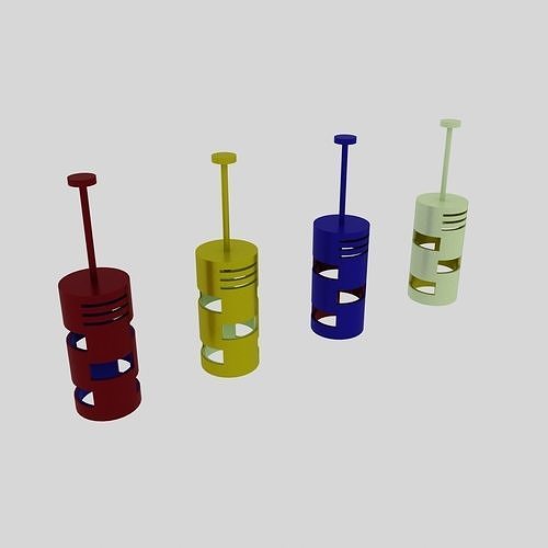 Pendant lamp Red And Yellow 3D model 3D model
